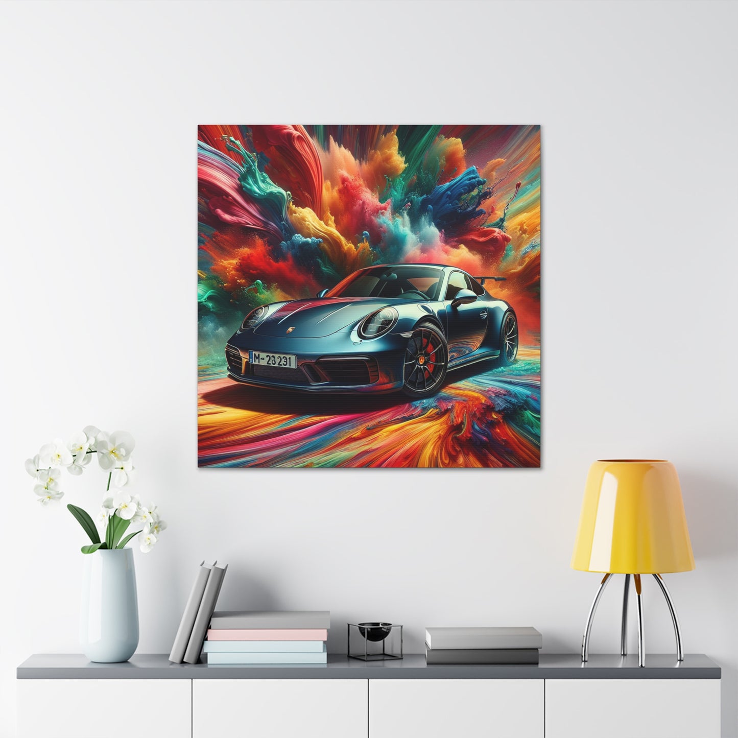 Porsche 911 Canva Painting - Handmade Wall Art, Sports Car Decor, Gift for Car Lovers and Collectors, Home and Office Décor