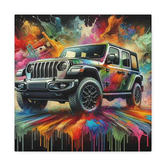 Jeep Wrangler Canva Painting, Off-Road Action Art, Modern Home Decor, Gift for Jeep Lovers, Large Wall Hanging Decorative Print