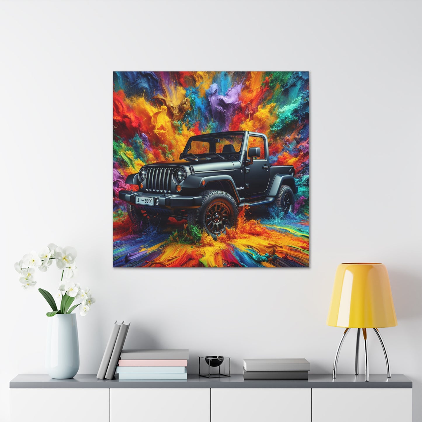 Jeep Wrangler Wall Art - Rustic Canva Painting for Garage Decor, Car Enthusiast Gift, SUV Fan, Off-Roading Design, Large Size Jeep Wall Decor
