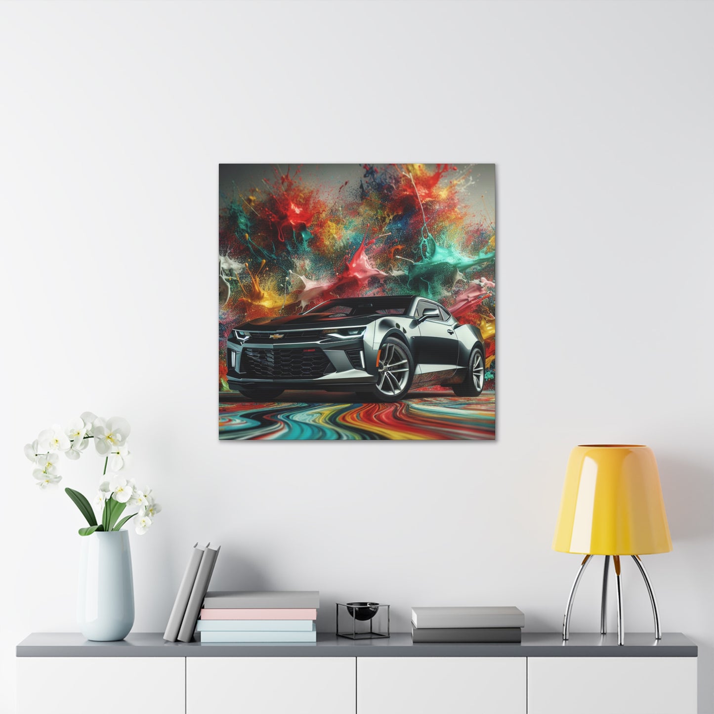 Chevrolet Camaro Wall Art, Vintage Car Canva Painting, Classic Auto Decor, Unique Garage Art, Collectors Camaro Print, Man Cave Essential