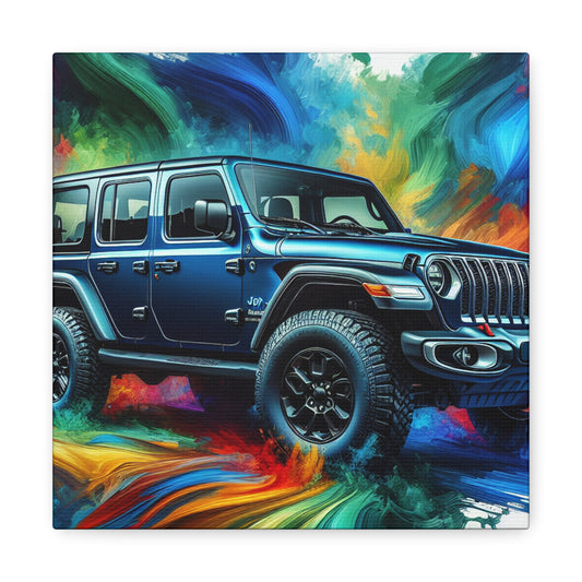 Jeep Wrangler Canva Painting - Modern Wall Art, Car Enthusiast Gift, Unique Jeep Artwork, Vibrant Home Decor, Off-road Adventure Painting