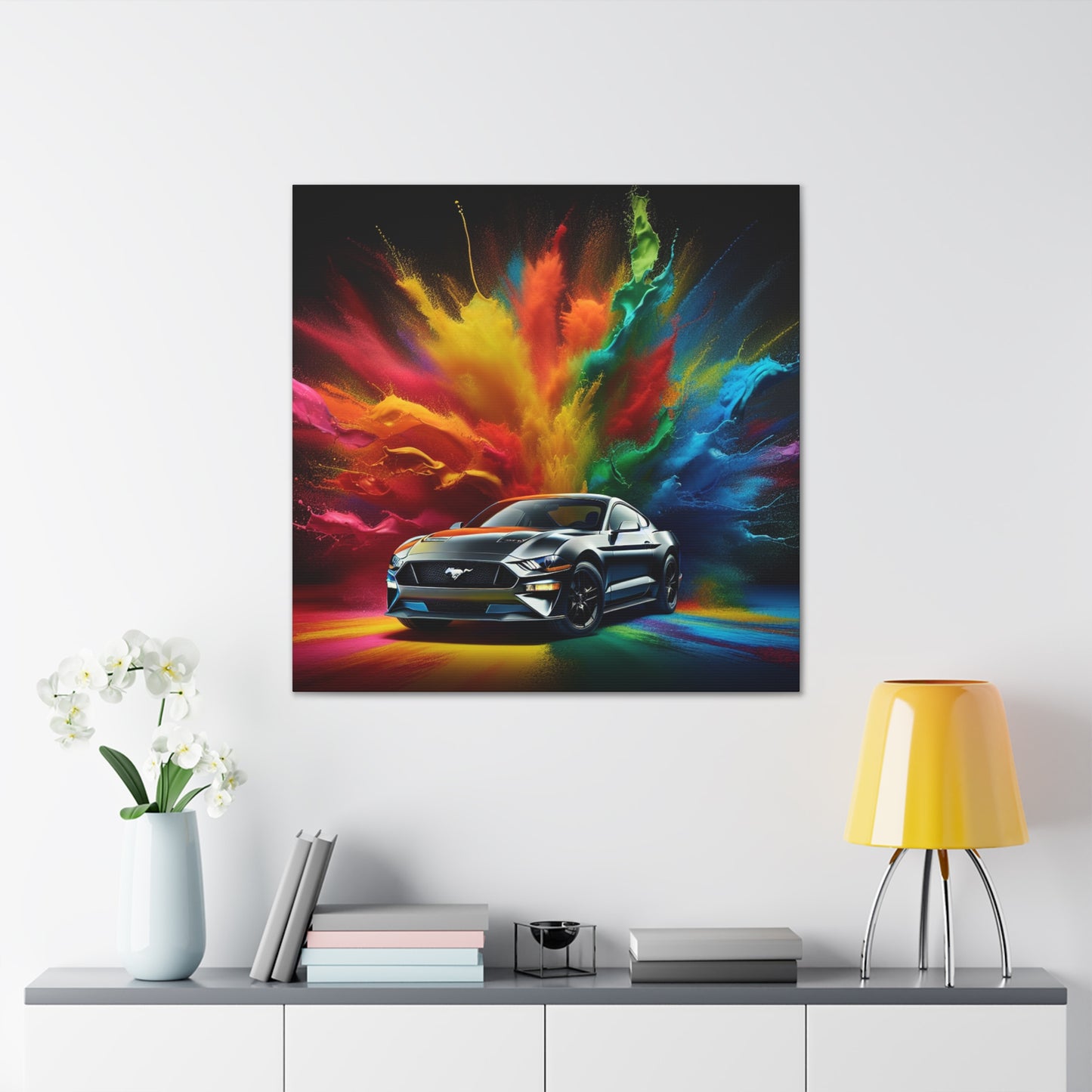 Ford Mustang Vintage Car Canva Painting - Unique Garage Decor, Perfect Gift for Car Lovers and Collectors, Wall Art Home Decor