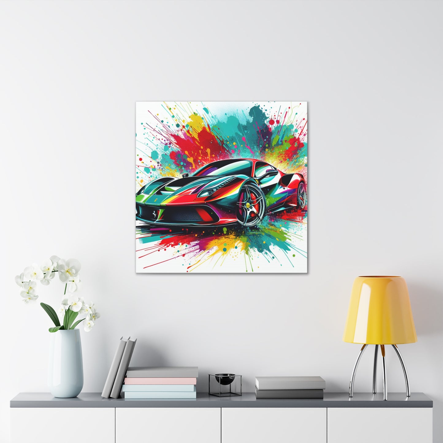 Ferrari Canva Painting, Luxury Sports Car Wall Art, Classic Red Ferrari Print, Home Office Decor, Perfect Gift for Car Enthusiasts