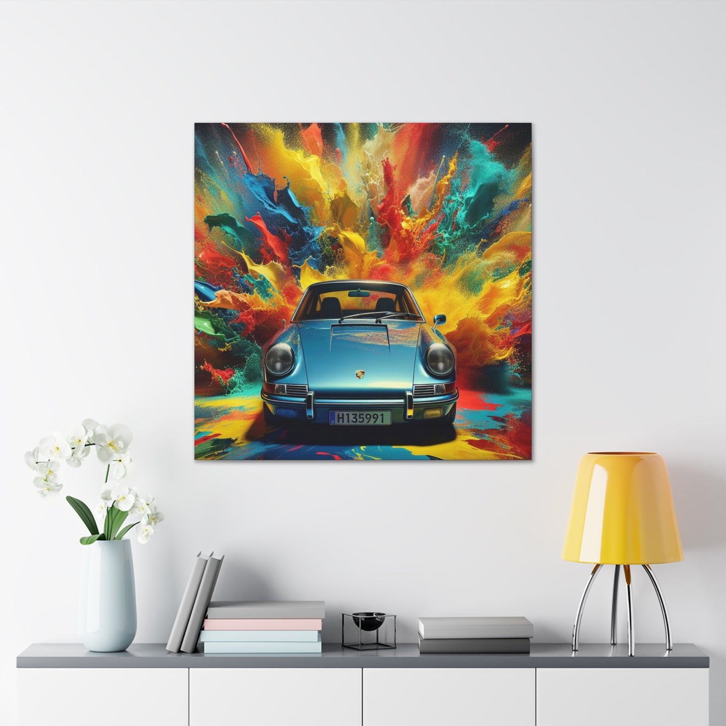 Porsche 911 Wall Art Canva, Luxury Car Hand-Painted Decor, Unique Gift for Car Enthusiast and Porsche Lover, Exclusive Home Decor