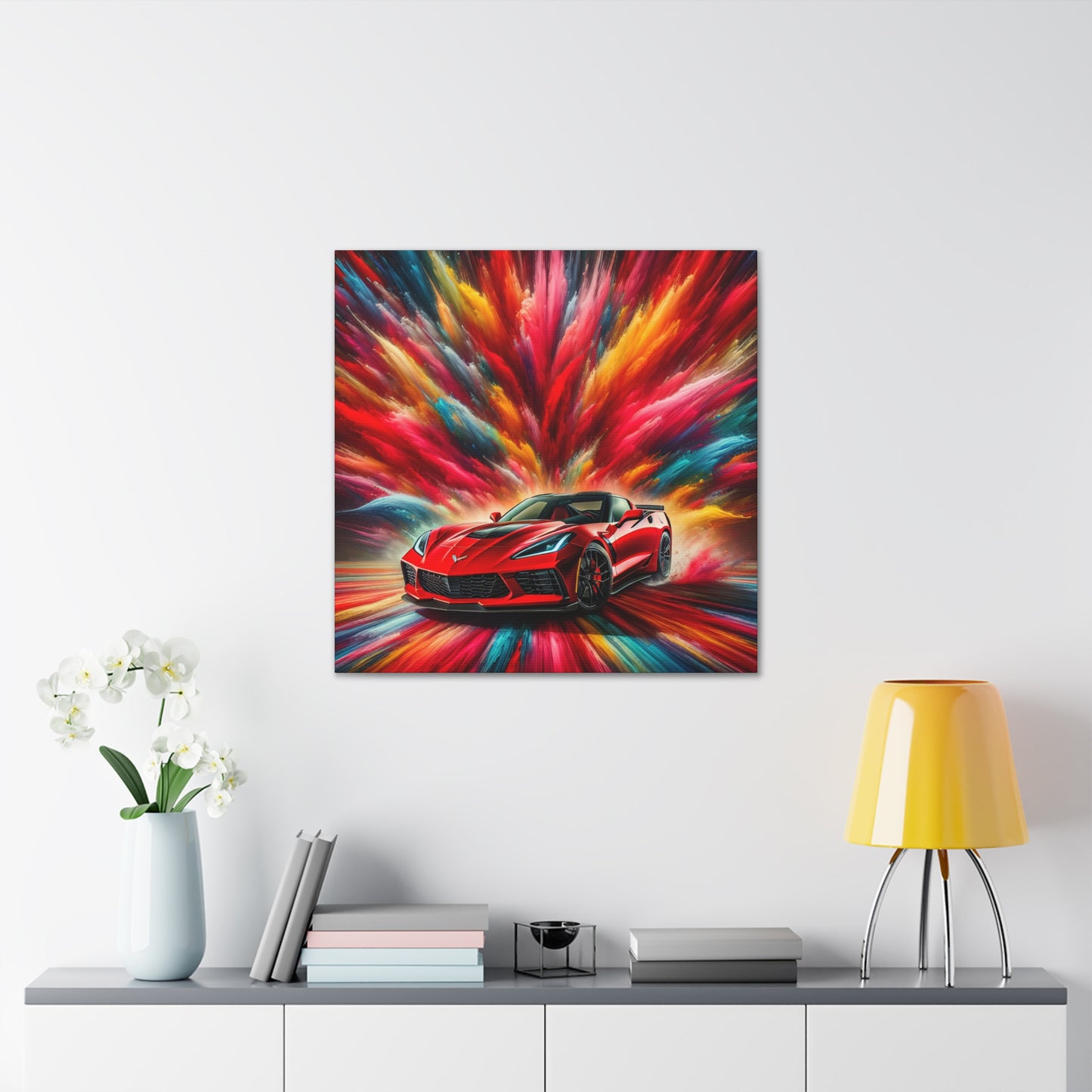 Chevrolet Corvette Wall Art, Automotive Canva Painting, Car Enthusiast Gift, Vintage Sports Car Decor, Modern Office and Home Wall Décor