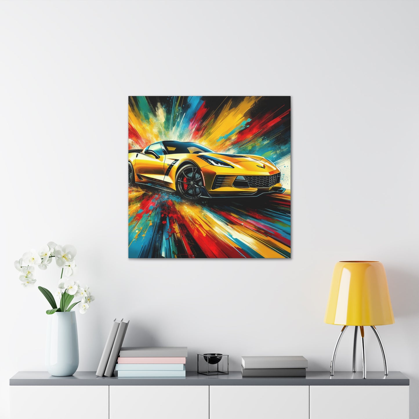Chevrolet Corvette Artwork Canva Painting - Vintage Car Wall Decor - Enthusiast's Gift - Auto Art - Classic Corvette Car - High Quality Print