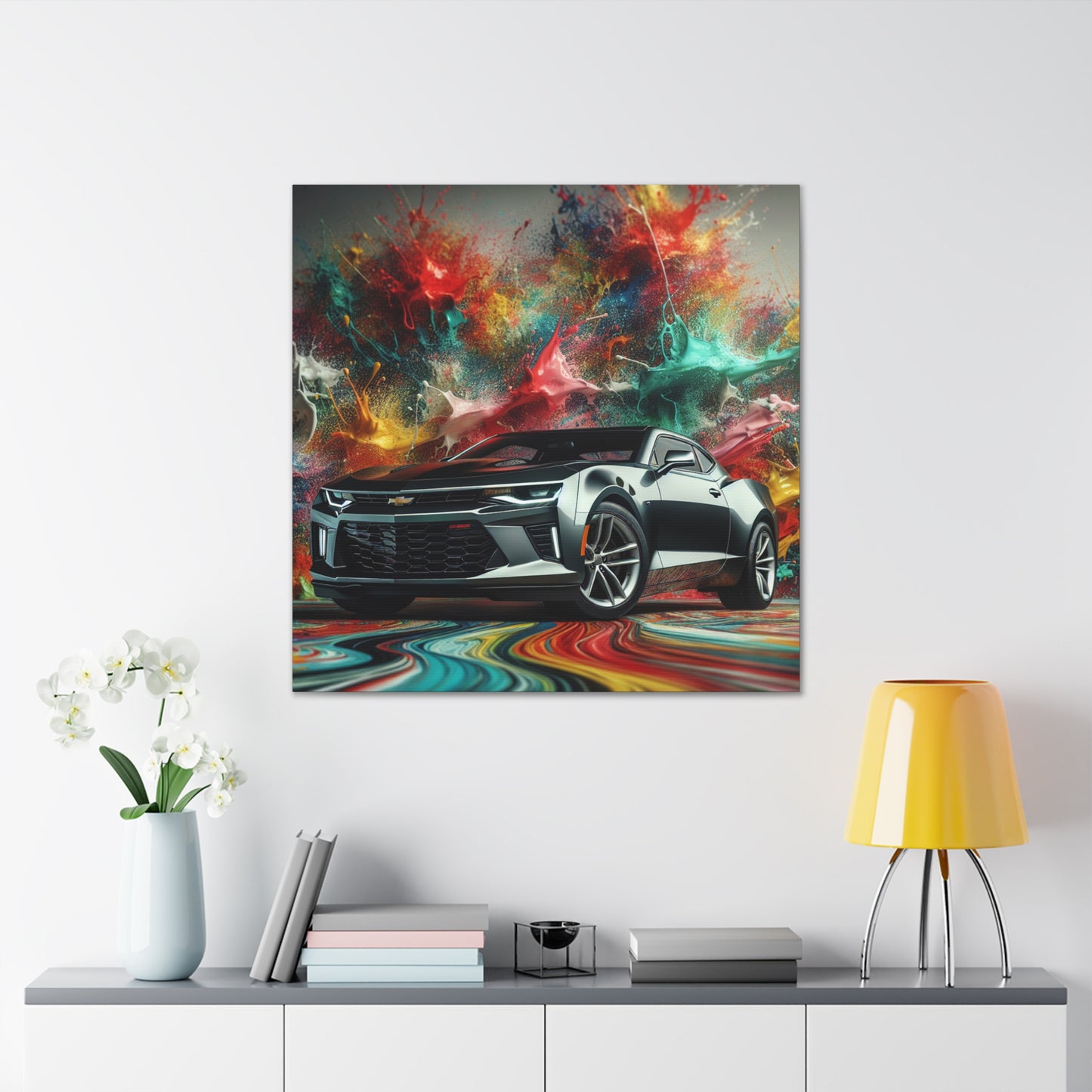 Chevrolet Camaro Wall Art, Vintage Car Canva Painting, Classic Auto Decor, Unique Garage Art, Collectors Camaro Print, Man Cave Essential
