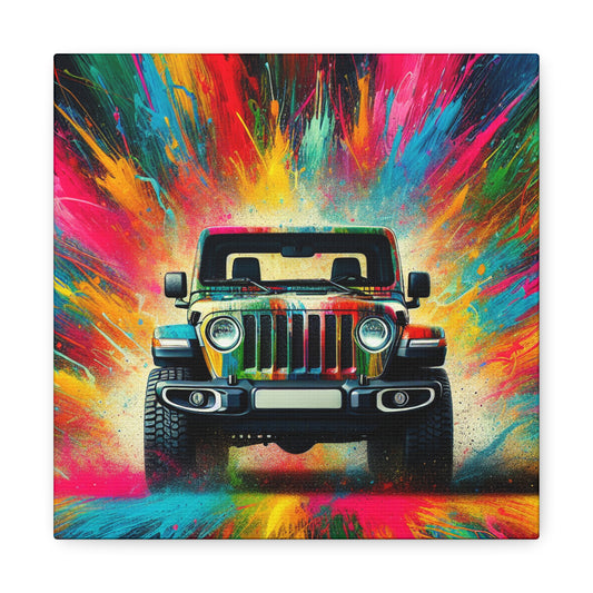 Jeep Wrangler Wall Art Canva Painting - Perfect for Garage Decor, Home Office, Man Cave - Unique and Handmade Jeep-Themed Gift