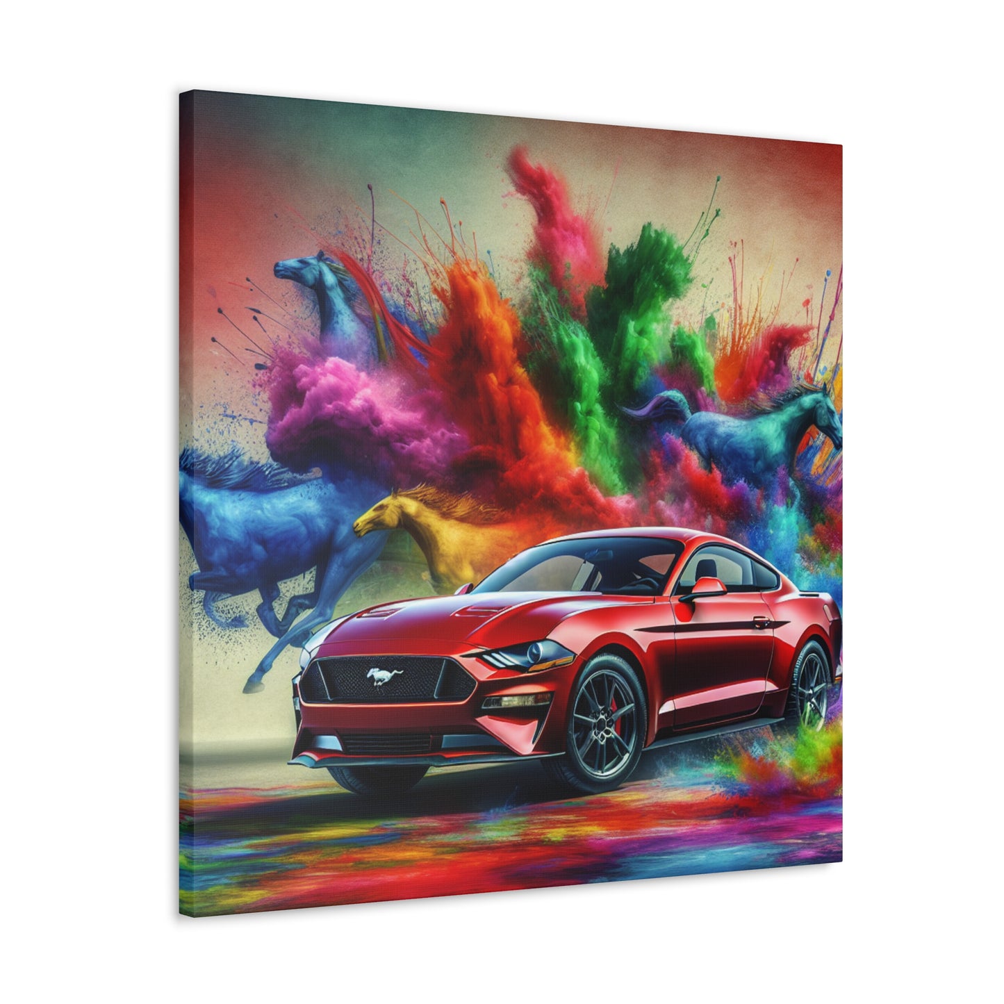 Vintage Ford Mustang Canvas Art, Hand Painted Car Enthusiast Gift, Classic Automobile Wall Decor, Contemporary Home Office Decor
