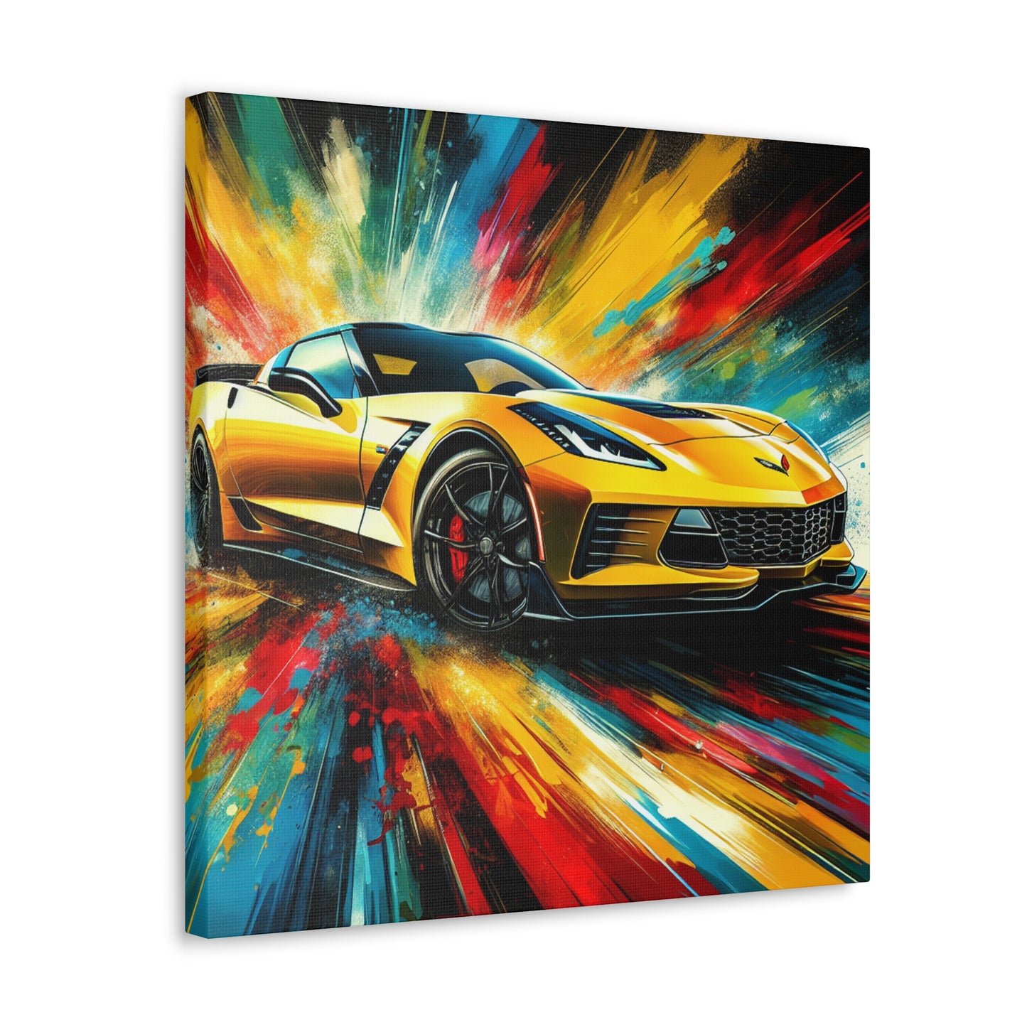 Chevrolet Corvette Artwork Canva Painting - Vintage Car Wall Decor - Enthusiast's Gift - Auto Art - Classic Corvette Car - High Quality Print