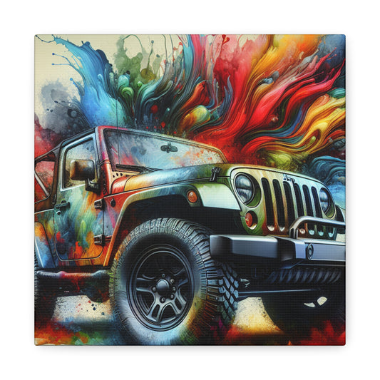 Jeep Wrangler Canva Painting, Wall Art, Off-road Vehicle, Original Handmade Artwork, Home and Office Decor, Unique Gift for Car Lovers