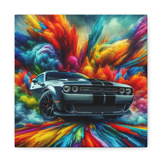 Vintage Dodge Challenger Wall Art, Large Canva Painting, Classic Car Home Decor, Muscle Car Collector Gift, Retro Automotive Artwork
