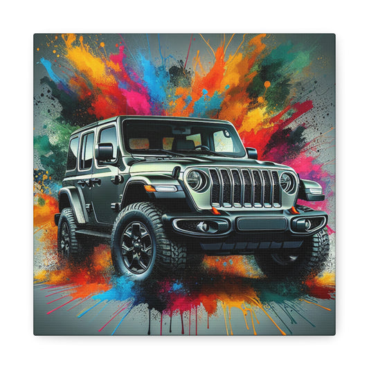 Jeep Wrangler Wall Art - Oversized Car Canva Painting, Vintage Vehicle Decor for Man Cave, Garage, or Game Room - Unique Gift for Car Lovers