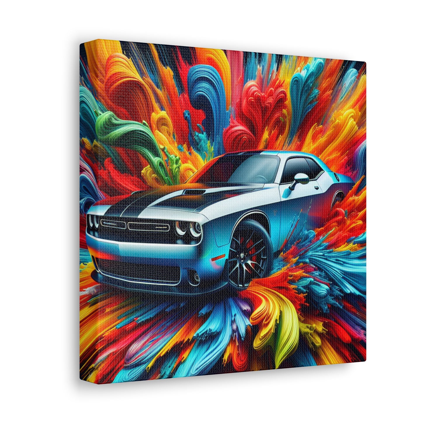 Vintage Dodge Challenger Wall Art Canva, Racing Car Print, Home Garage Decor, Classic Muscle Automobile Painting, Gift for Car Enthusiast