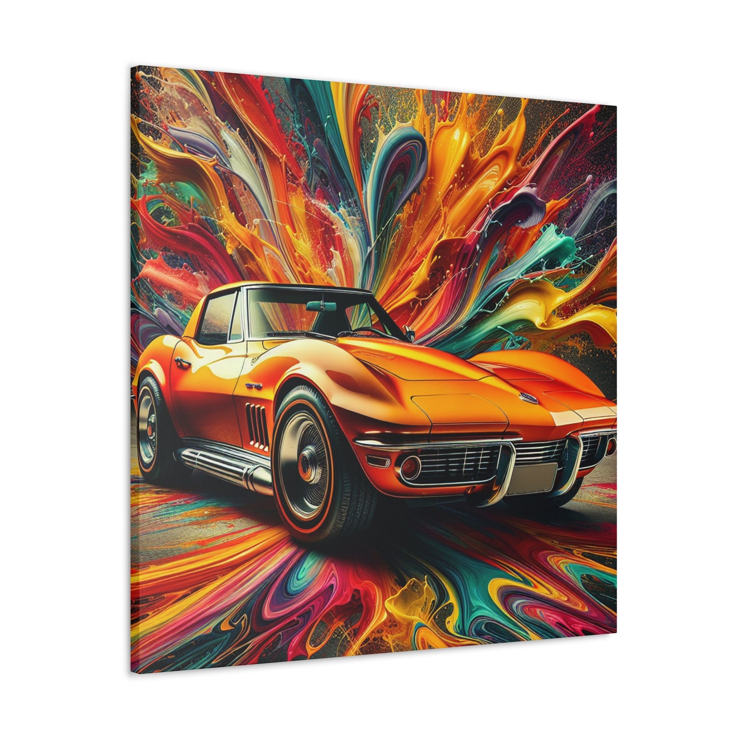 Chevrolet Corvette Canva Painting, Car Enthusiast Wall Decor, Classic Car Art, Vintage Style Home Decoration, Unique Gift, Man Cave Art