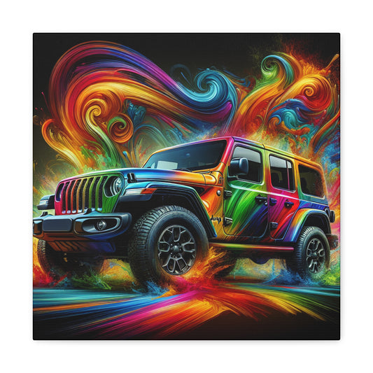 Jeep Wrangler Canva Artwork - Handpainted Detailed Wall Decor for Car Enthusiasts and Home Decorations, Authentic Car Lover's Gift