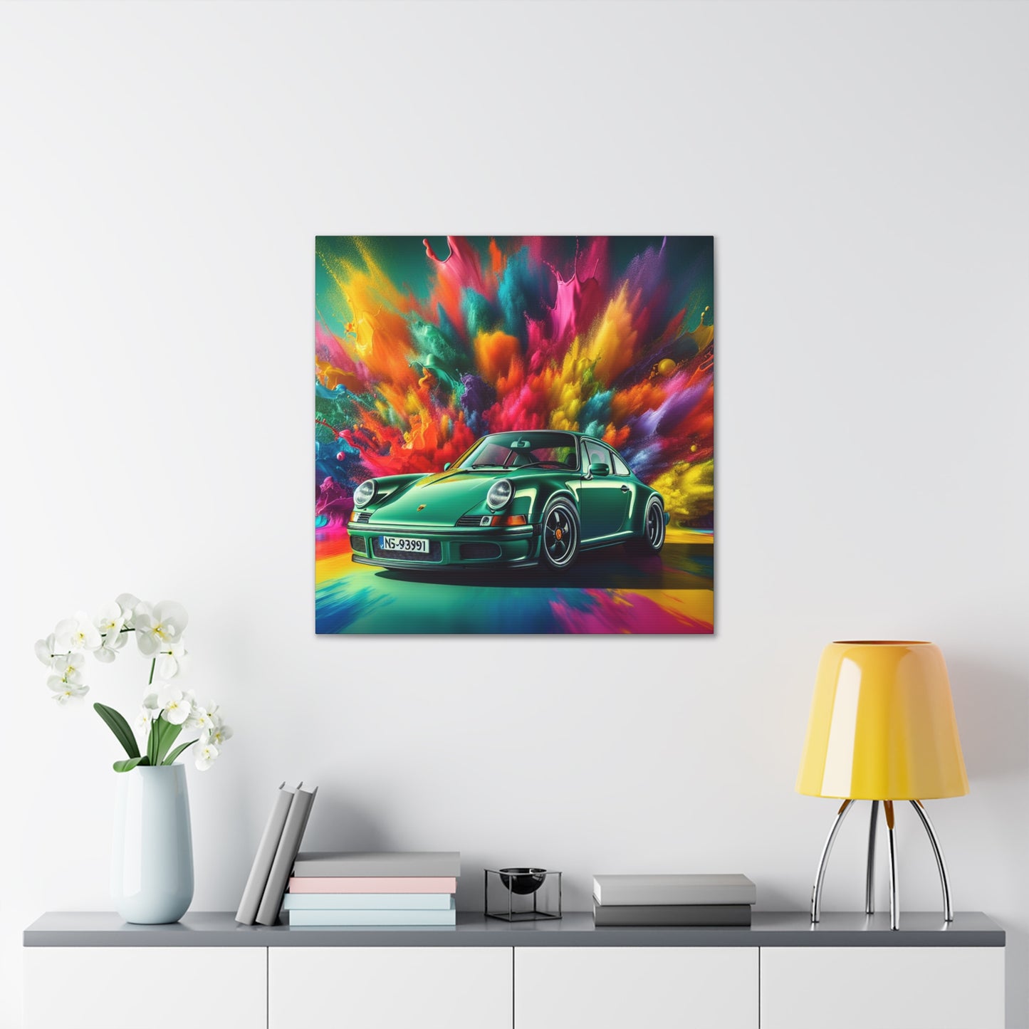 Vintage Porsche 911 Canva Painting, Car Art Wall Decor, Luxury Sports Car Print, Collectors Item, Bespoke Canva Artwork for Car Enthusiasts