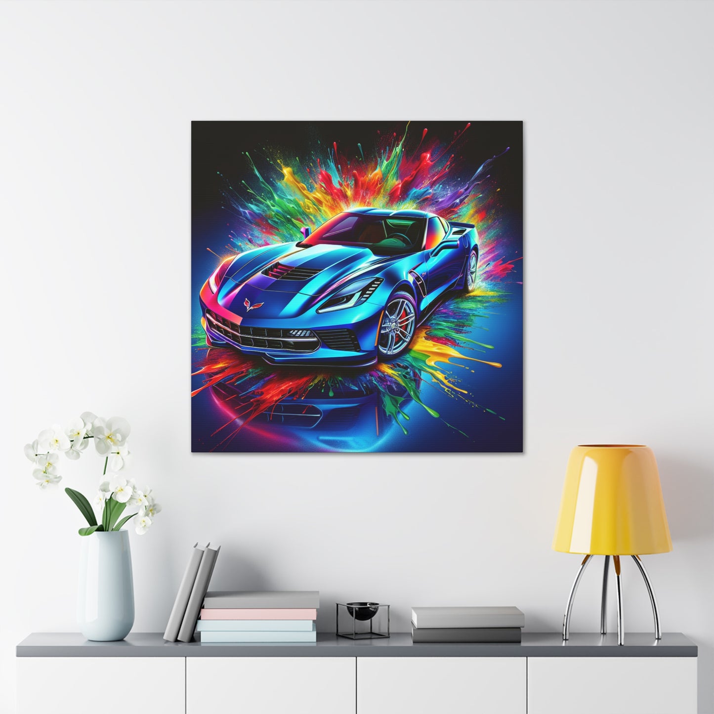Chevrolet Corvette Canva Painting, Classic Car Wall Art, Vintage Corvette Home Decor, Car Enthusiast Gift, Man Cave Accessory