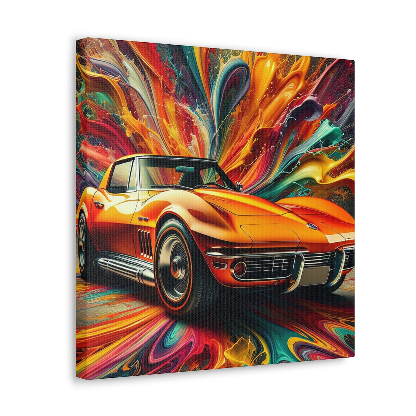 Chevrolet Corvette Canva Painting, Car Enthusiast Wall Decor, Classic Car Art, Vintage Style Home Decoration, Unique Gift, Man Cave Art