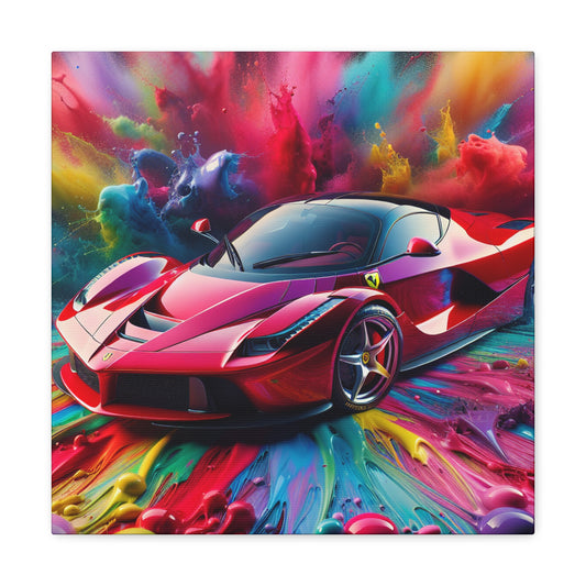 Ferrari Canva Wall Art, Luxury Car Painting, Hand-Painted Decor, Sports Car Enthusiast, Office Artwork, Home Decor, High-Performance Vehicle
