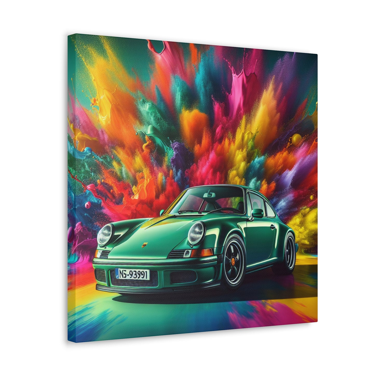Vintage Porsche 911 Canva Painting, Car Art Wall Decor, Luxury Sports Car Print, Collectors Item, Bespoke Canva Artwork for Car Enthusiasts