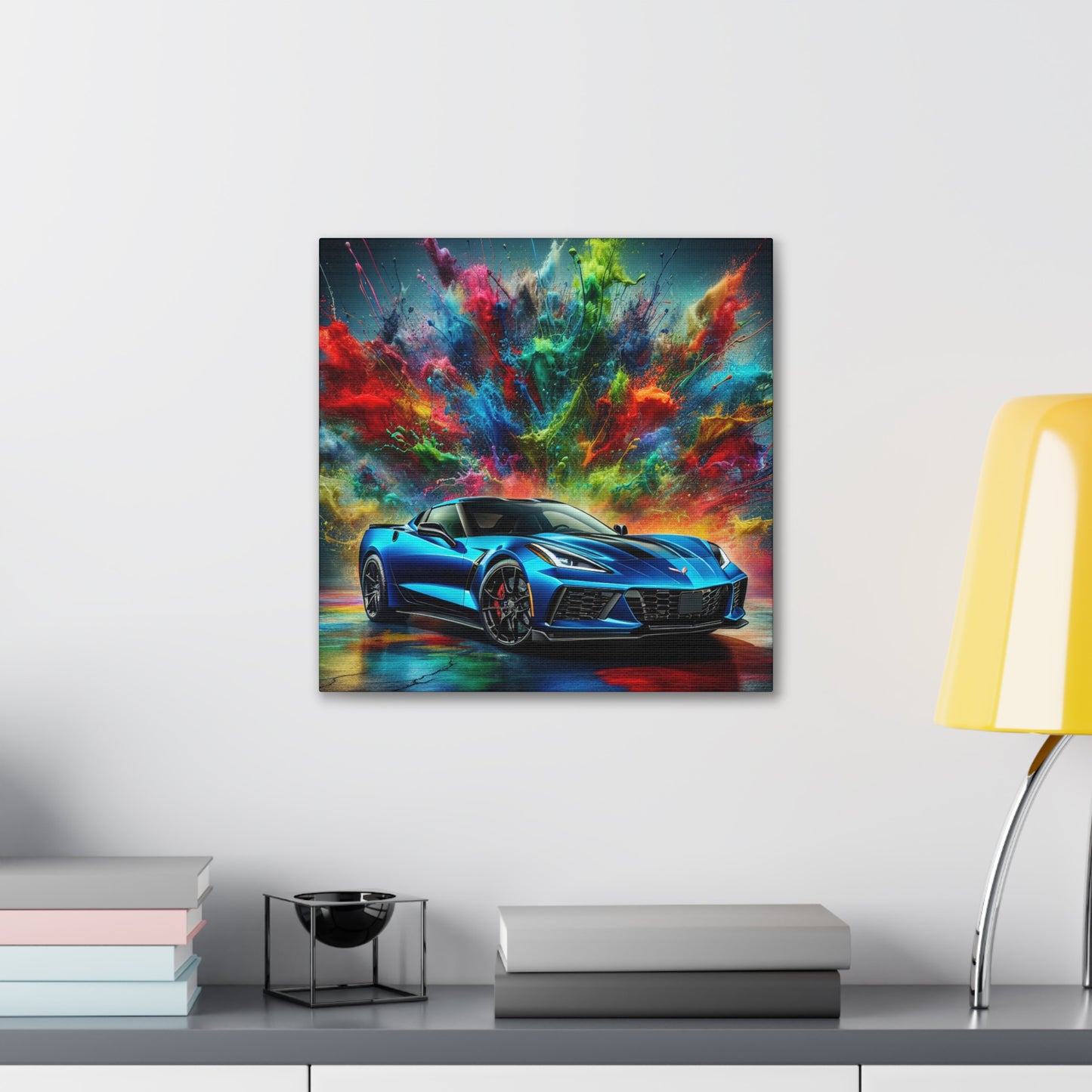 Chevrolet Corvette Canva Painting - Classic Car Wall Art - Vintage Vehicle Home Decor - Retro Auto Enthusiast Gift - Automotive Fine Art