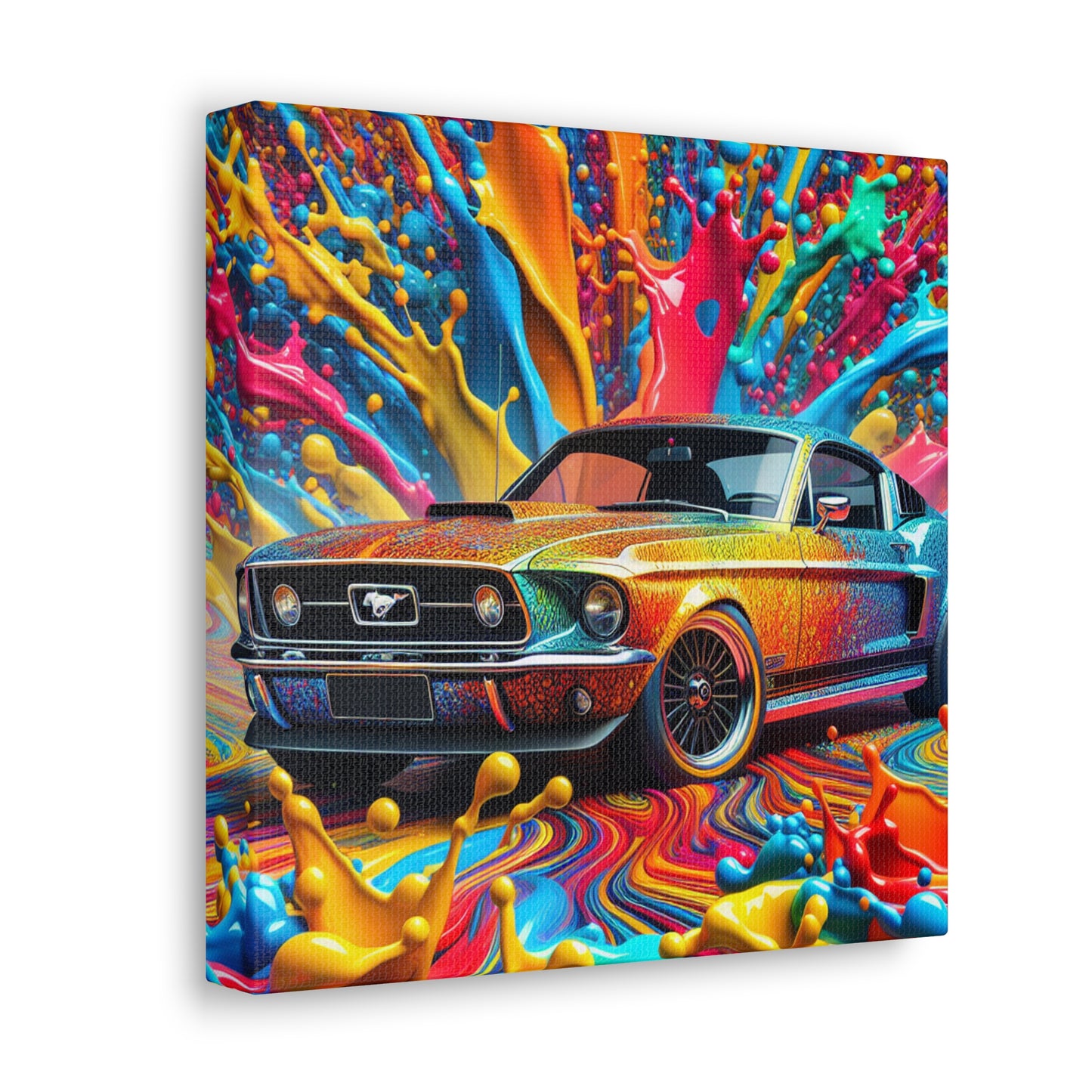 Vintage Ford Mustang Wall Art, Hand Painted Mustang Canvas Print, Classic Car Lover Gift, Home Office Decor, Man Cave Artwork, Collector Item