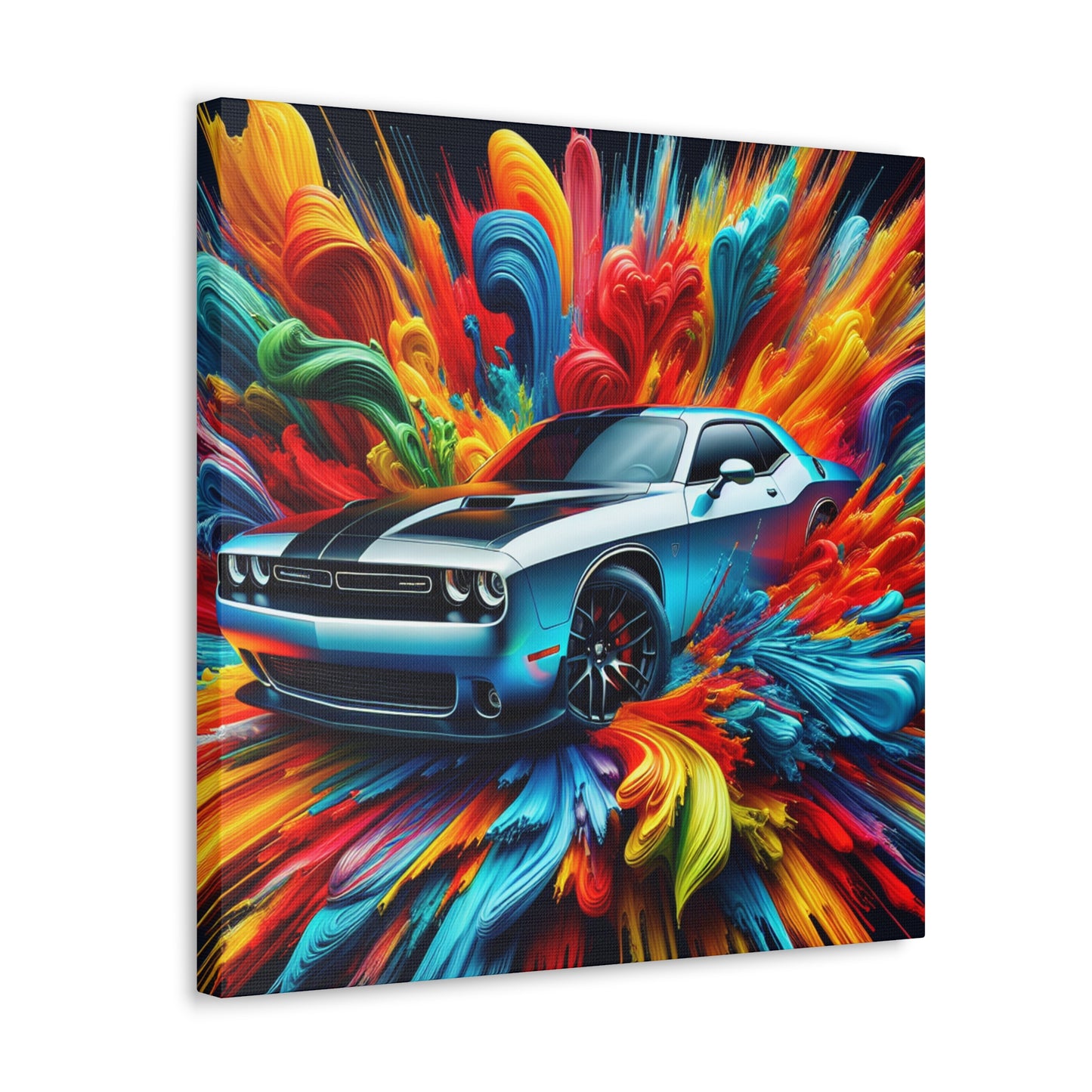 Vintage Dodge Challenger Wall Art Canva, Racing Car Print, Home Garage Decor, Classic Muscle Automobile Painting, Gift for Car Enthusiast