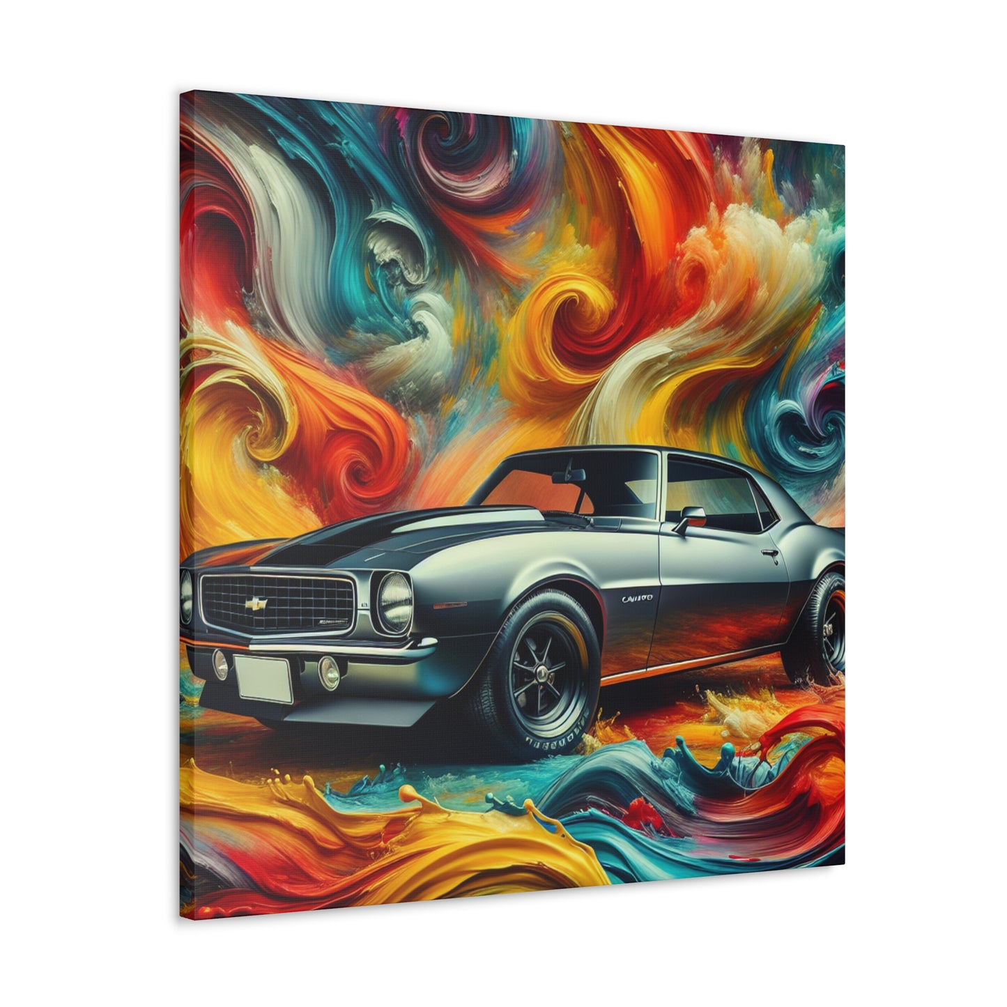 Chevrolet Camaro Artwork, Vintage Style Canva Painting - Perfect for Garage Decor, Car Enthusiasts, and Unique Home Decor Pieces