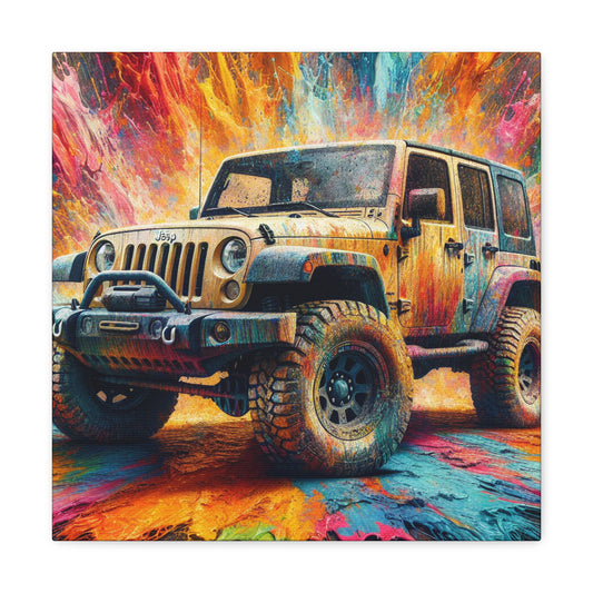Jeep Wrangler Canva Painting - Perfect Wall Art for Car Enthusiasts, Detailed and Hand-Painted Jeep Artwork, Great Home Decor Gift for Men