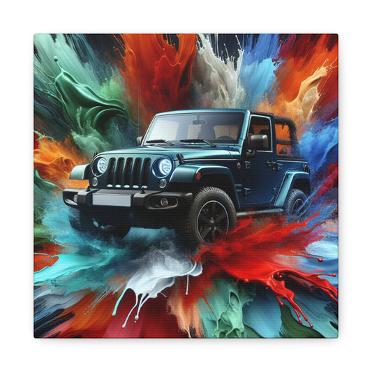 Jeep Wrangler Wall Art - Canva Painting, Car Artwork, Off-Road Vehicle Decor, Vintage Style Gift for Jeep Enthusiasts and Home Decoration