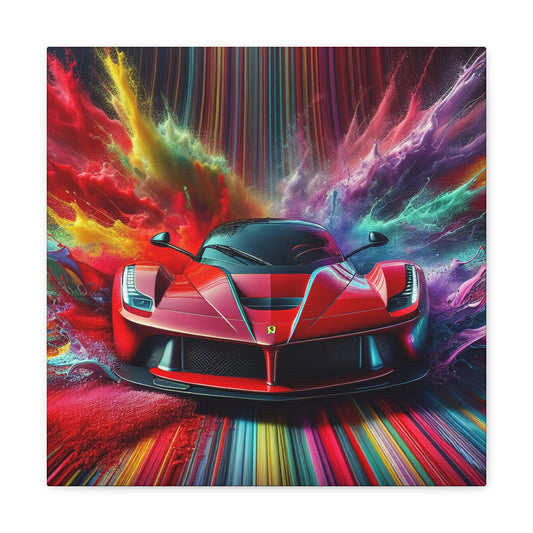 Ferrari Red Luxury Car Canva Painting - Vintage Style Art for Home Decor, Gift for Car Enthusiast and Luxury Auto Lovers