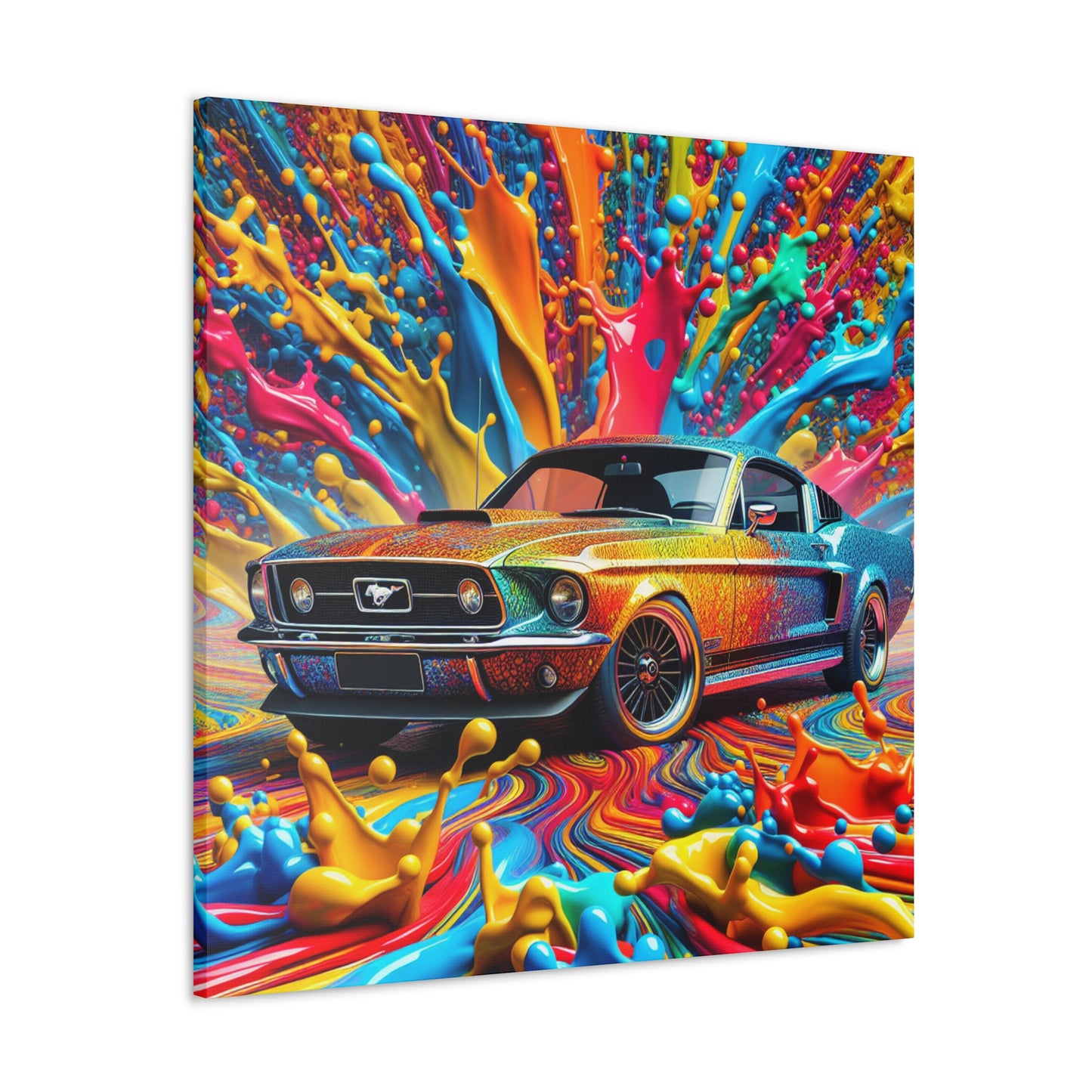 Vintage Ford Mustang Wall Art, Hand Painted Mustang Canvas Print, Classic Car Lover Gift, Home Office Decor, Man Cave Artwork, Collector Item
