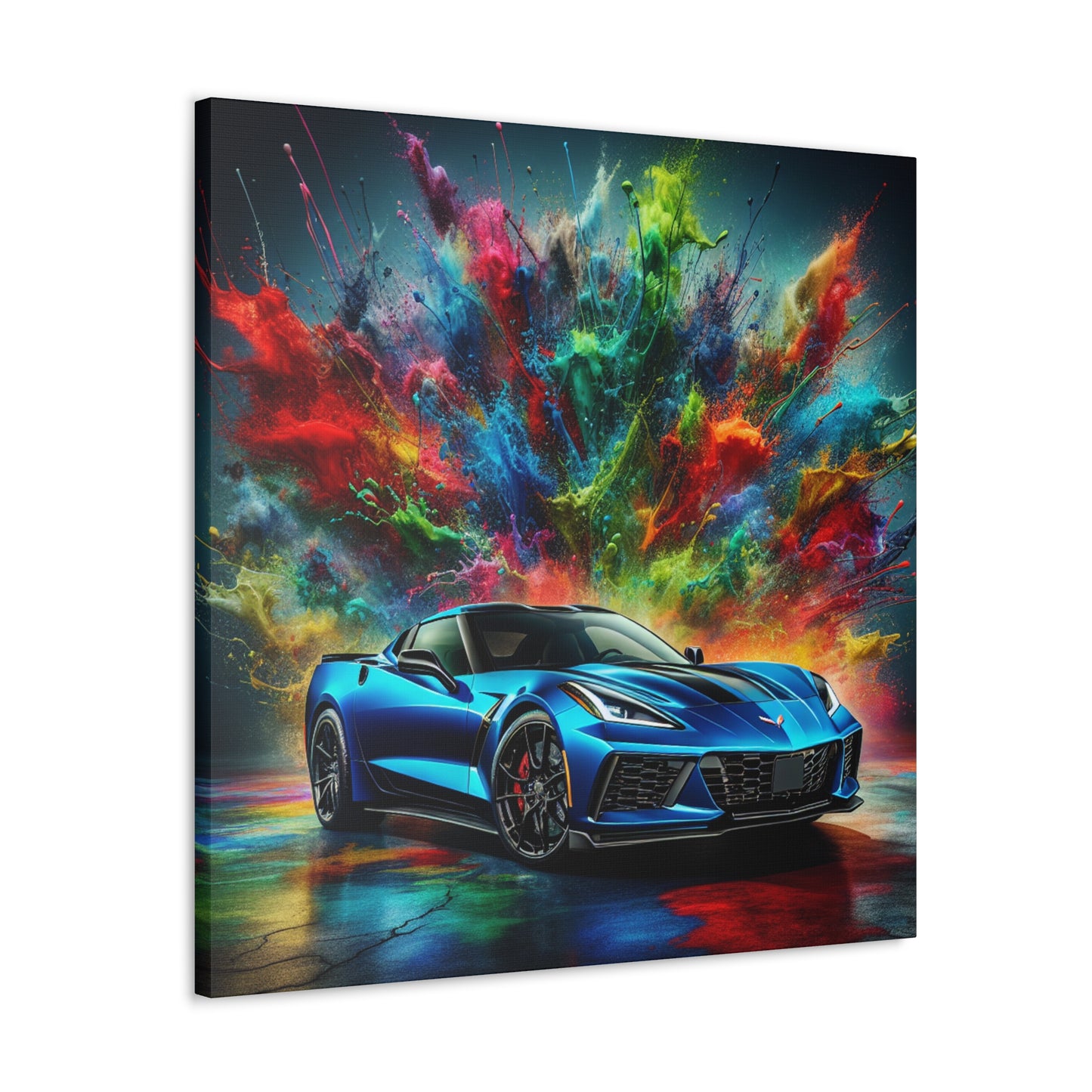 Chevrolet Corvette Canva Painting - Classic Car Wall Art - Vintage Vehicle Home Decor - Retro Auto Enthusiast Gift - Automotive Fine Art