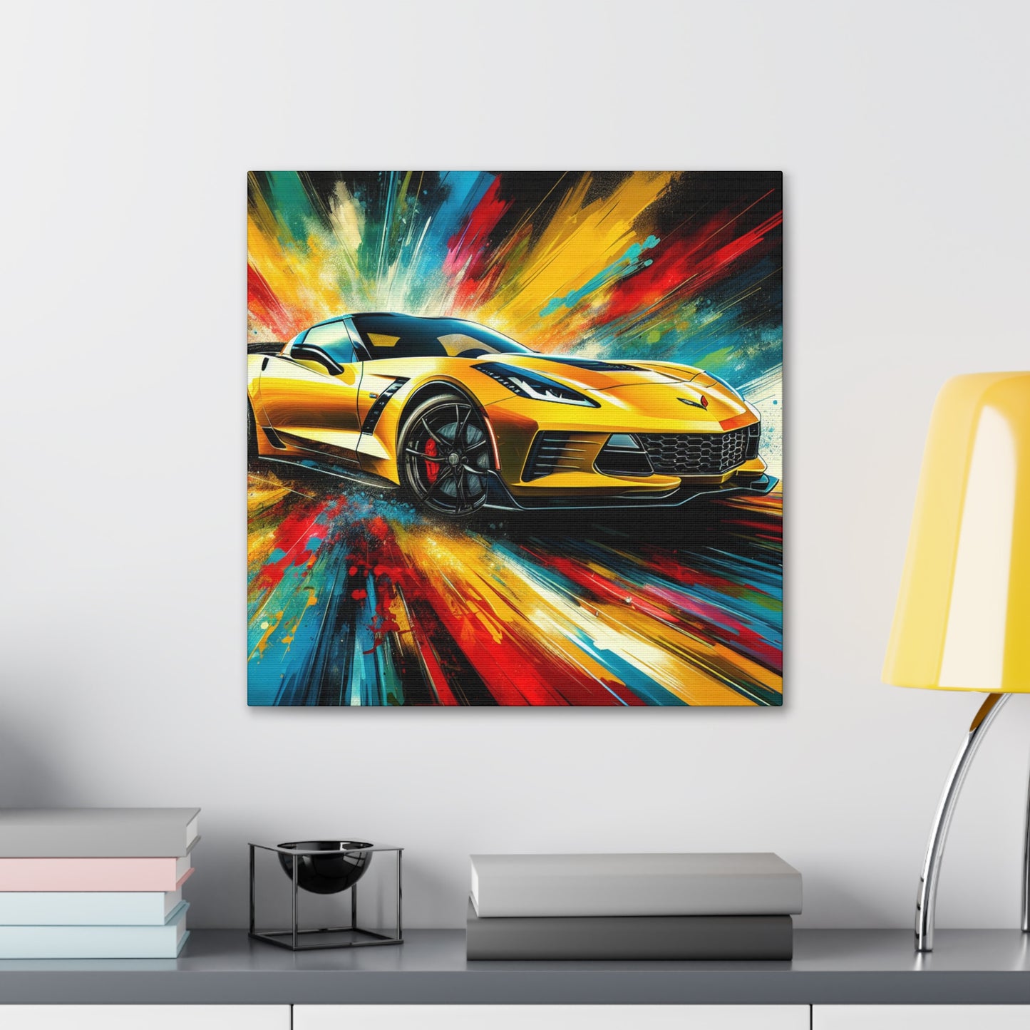 Chevrolet Corvette Artwork Canva Painting - Vintage Car Wall Decor - Enthusiast's Gift - Auto Art - Classic Corvette Car - High Quality Print