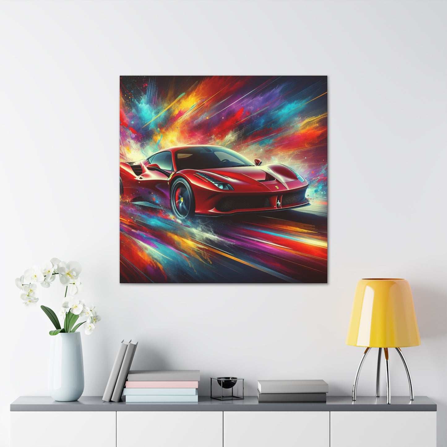 Ferrari Canva Painting - Luxury Car Art, Wall Decor, Collectible Print, High Quality Modern Home and Office Decoration, Sports Car Lover Gift
