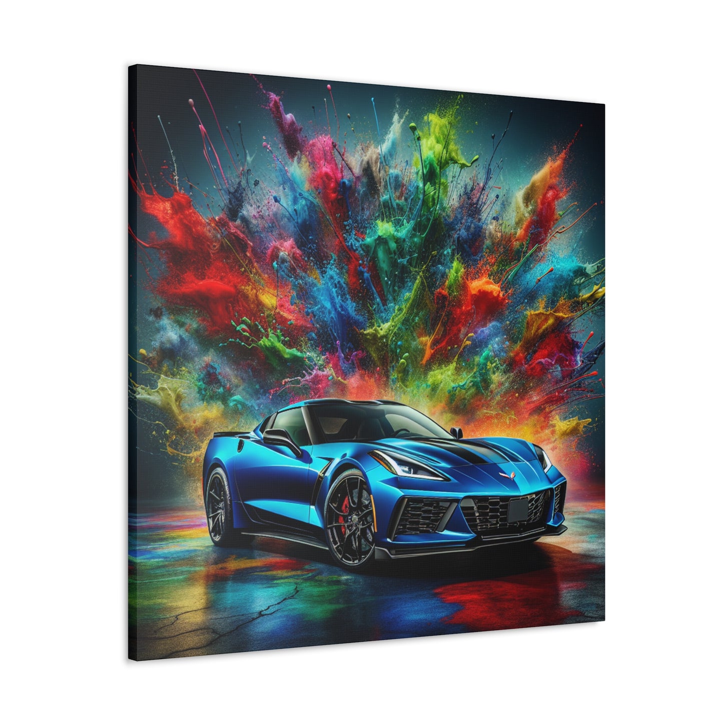 Chevrolet Corvette Canva Painting - Classic Car Wall Art - Vintage Vehicle Home Decor - Retro Auto Enthusiast Gift - Automotive Fine Art