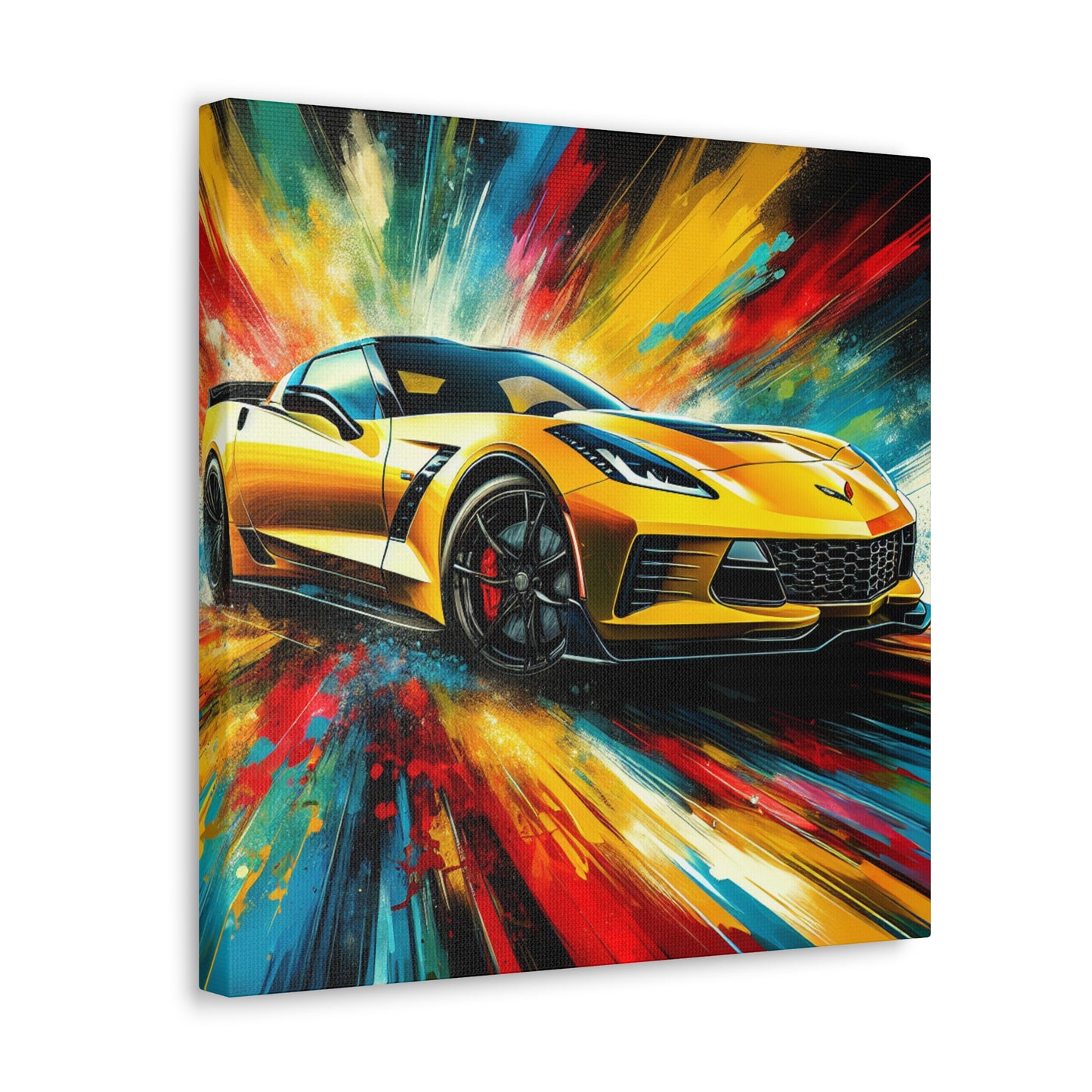 Chevrolet Corvette Artwork Canva Painting - Vintage Car Wall Decor - Enthusiast's Gift - Auto Art - Classic Corvette Car - High Quality Print