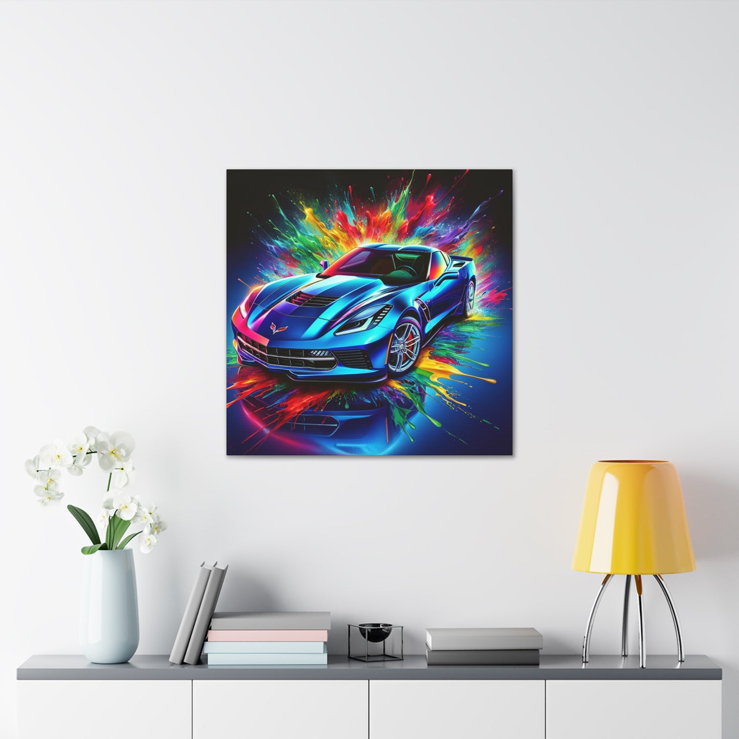 Chevrolet Corvette Canva Painting, Classic Car Wall Art, Vintage Corvette Home Decor, Car Enthusiast Gift, Man Cave Accessory
