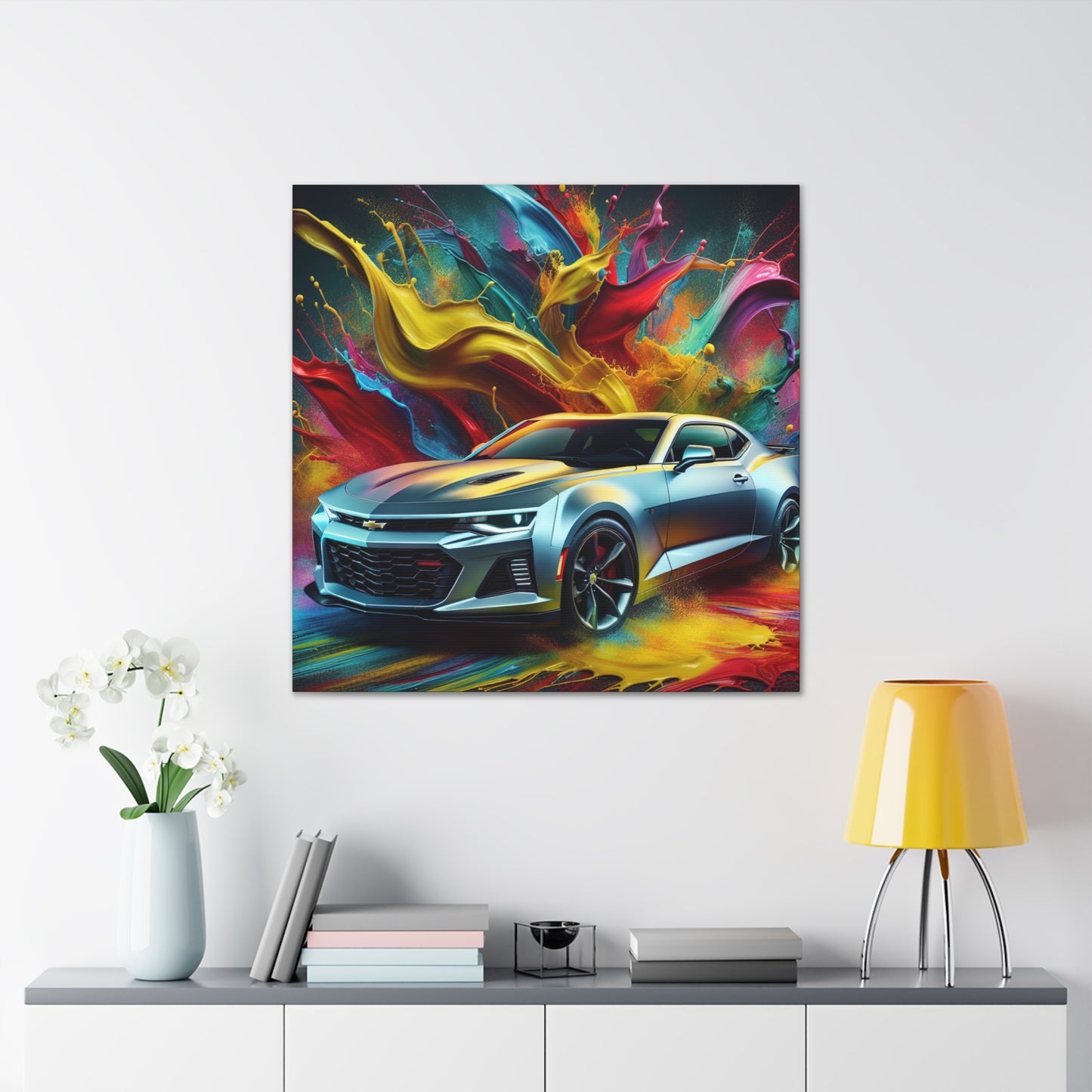 Chevrolet Camaro Canva Painting, Modern Car Art, Handmade Wall Decor, Perfect Gift for Car Lovers, Automotive Enthusiast, Home Decoration