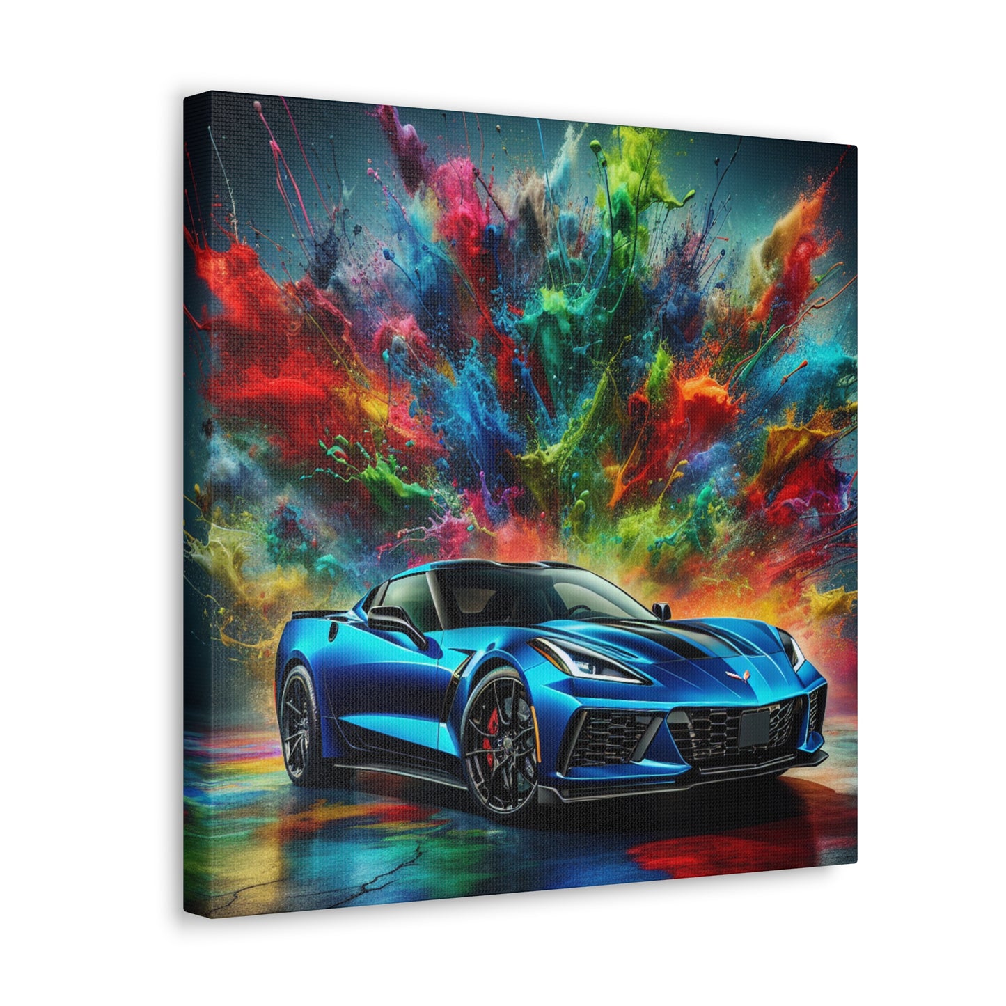 Chevrolet Corvette Canva Painting - Classic Car Wall Art - Vintage Vehicle Home Decor - Retro Auto Enthusiast Gift - Automotive Fine Art