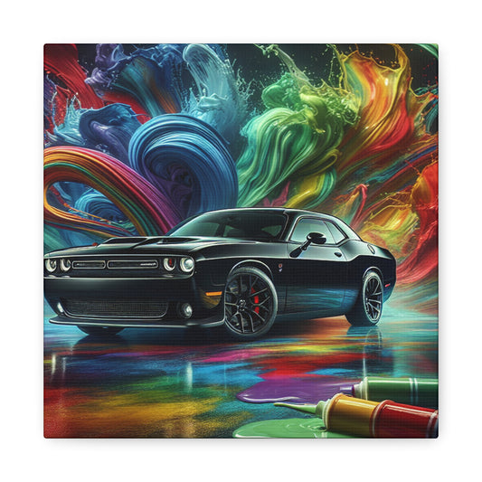 Dodge Challenger Wall Art - Handsome Automotive Car Canva Painting, Unframed Contemporary Home Decor for Man Cave, Office, or Garage