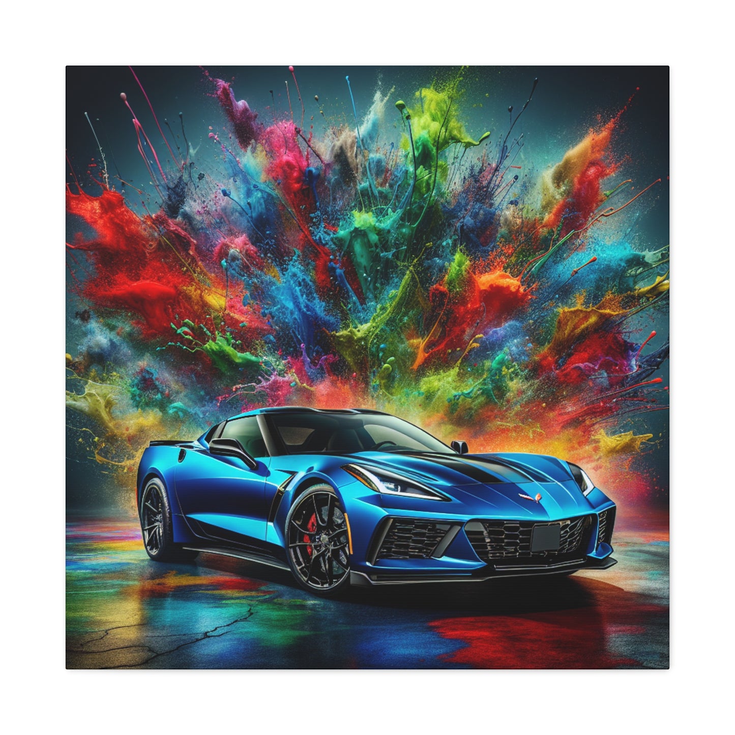 Chevrolet Corvette Canva Painting - Classic Car Wall Art - Vintage Vehicle Home Decor - Retro Auto Enthusiast Gift - Automotive Fine Art