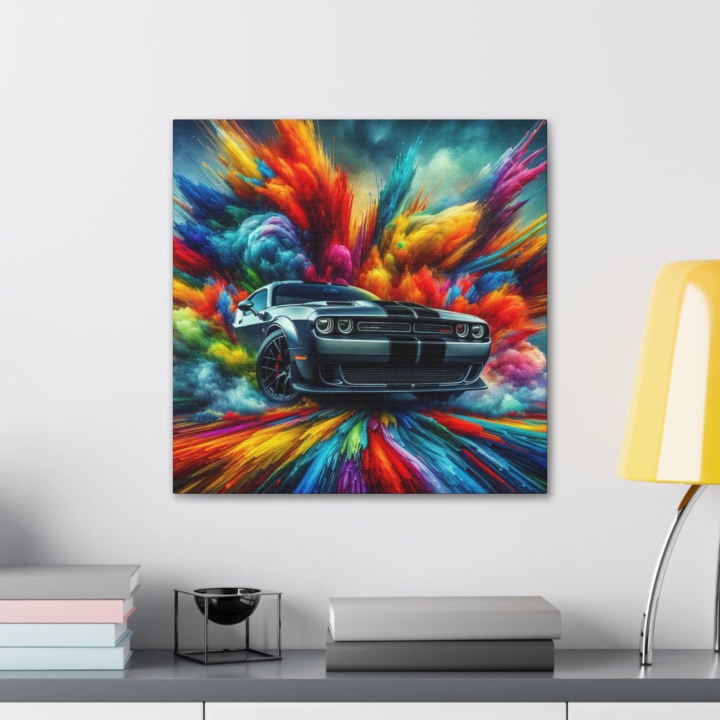 Vintage Dodge Challenger Wall Art, Large Canva Painting, Classic Car Home Decor, Muscle Car Collector Gift, Retro Automotive Artwork