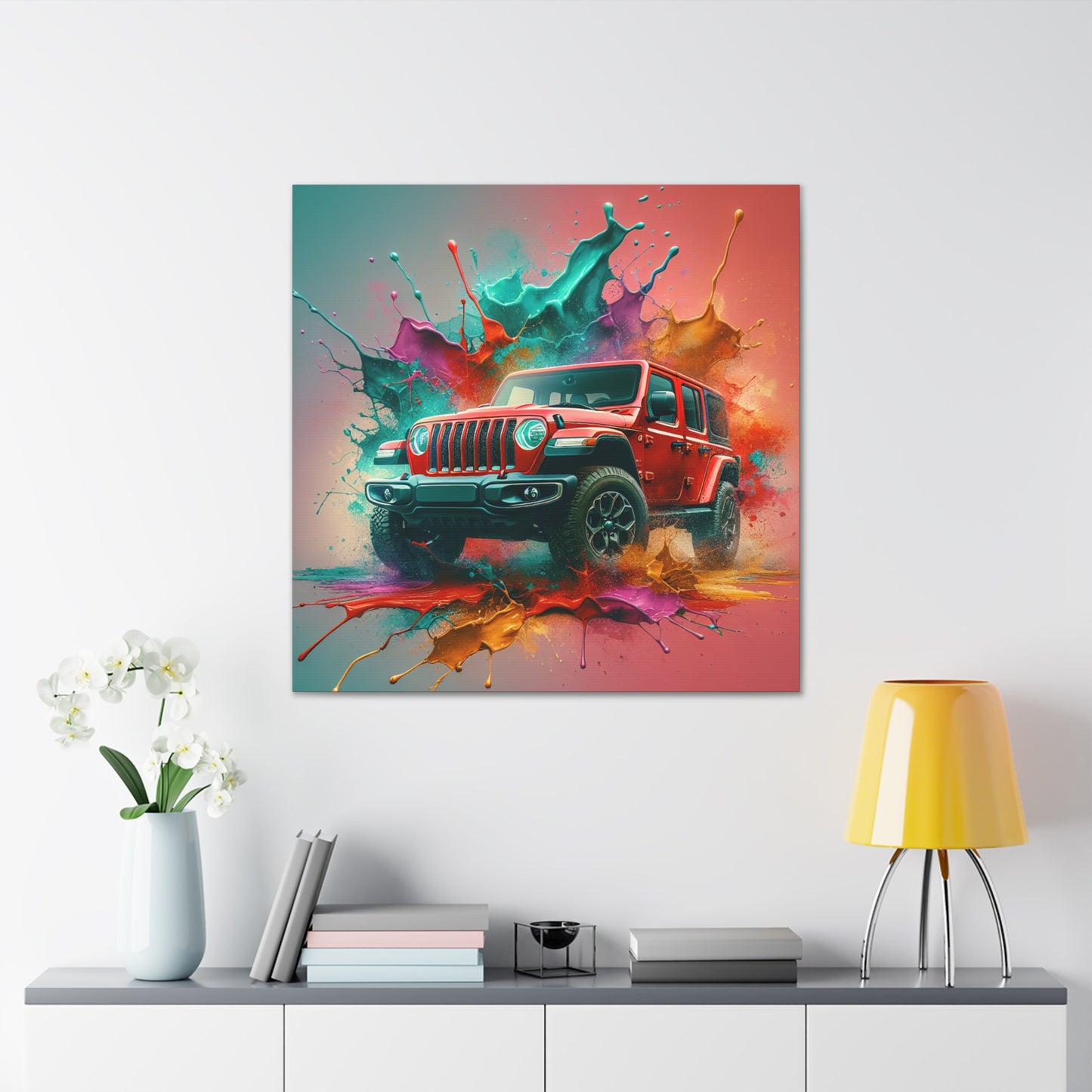 Jeep Wrangler Canva Painting, Wall Art Decor, Modern Car Artwork, High Quality Prints, Perfect Gift for Car Lovers and Jeep Enthusiasts