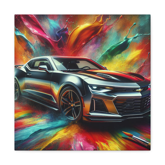 Chevrolet Camaro Canva Artwork - Classic Car Wall Decor - Vintage Vehicle Acrylic Painting - Motor Enthusiast Gift - Home and Office Decor