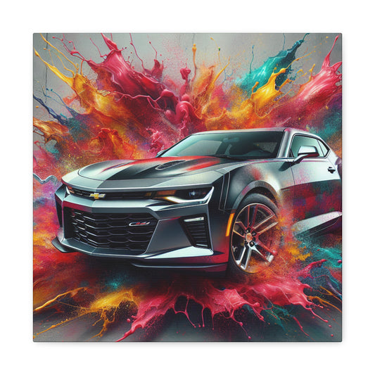 Chevrolet Camaro Iconic Car Canva Painting - Vintage Wall Art, Home Decor, Automotive lovers Gift, Classic Car Artwork, Office Decoration