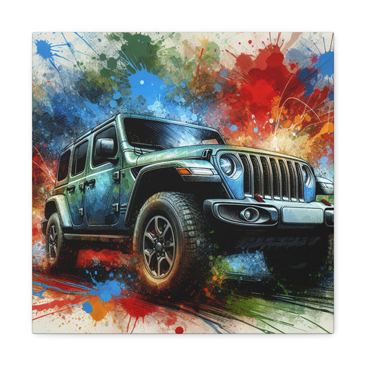 Jeep Wrangler Canva Art, Off-Road Adventure Wall Decor, Car Painting, Unique Gift for Jeep Lovers and Automobile Enthusiasts
