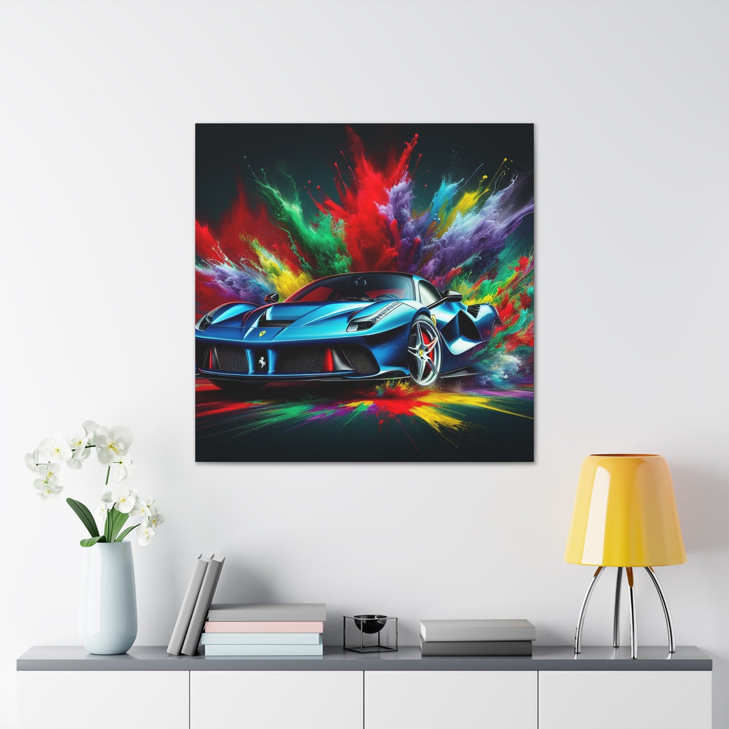 Ferrari Wall Art Canva Painting - Stunning Red Car Print, Luxury Sports Auto Bedroom Decor, Collector's Artwork for Car Enthusiasts