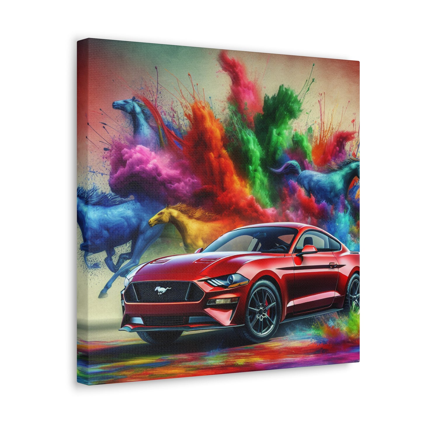 Vintage Ford Mustang Canvas Art, Hand Painted Car Enthusiast Gift, Classic Automobile Wall Decor, Contemporary Home Office Decor